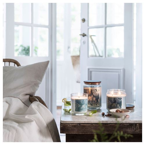 IKEA - BUKETTAPEL, scented candle in glass, pale green, 70 hr