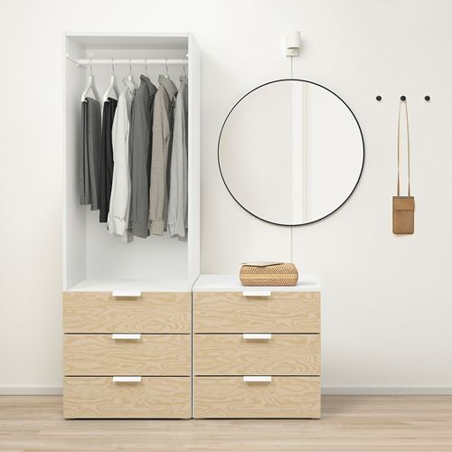 IKEA - PLATSA, PLATSA wardrobe, white-lively pine effect, 120x57x181 cm