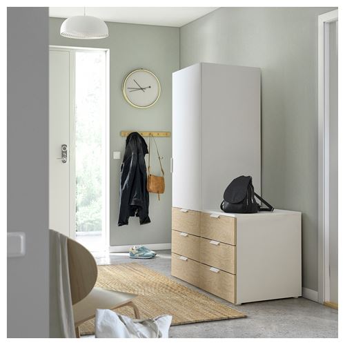 IKEA - PLATSA, PLATSA wardrobe, white-lively pine effect, 120x57x181 cm