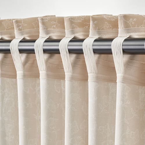 IKEA - TRYSTAVMAL, background curtain, 1 pair, beige-white, 145x300 cm