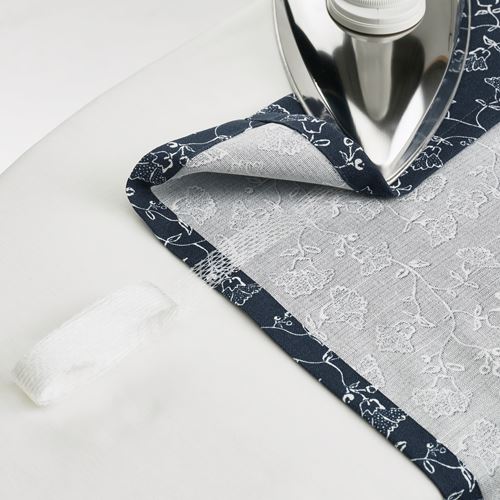 IKEA - TRYSTAVMAL, fon perde/2 kanat, koyu mavi-beyaz, 145x300 cm