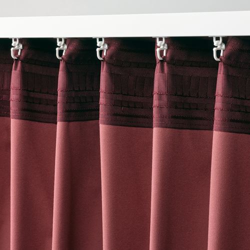 IKEA - SANELA, background curtain, 1 pair, brown-red, 140x300 cm