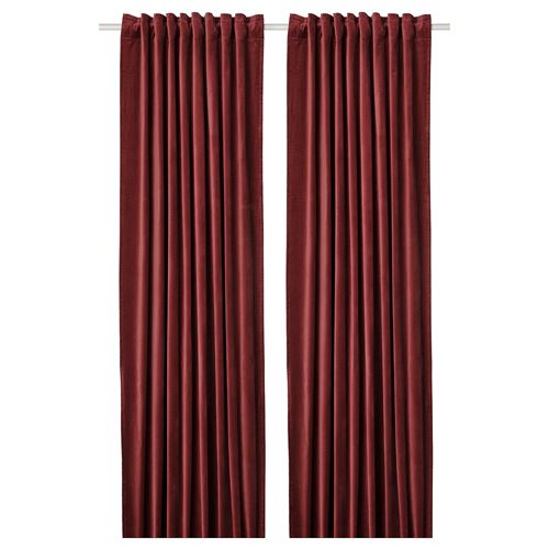 IKEA - SANELA, background curtain, 1 pair, brown-red, 140x300 cm
