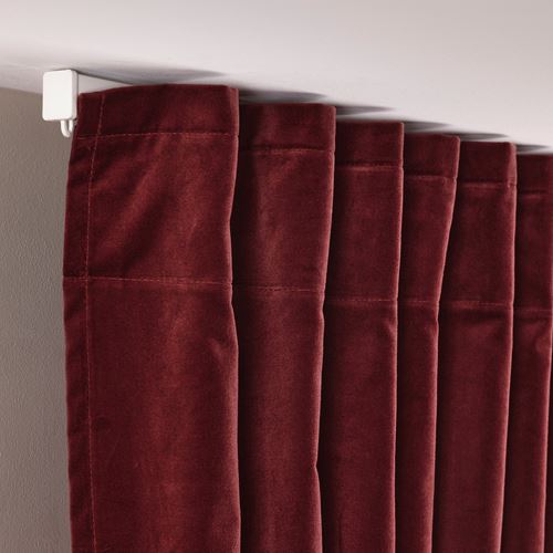 IKEA - SANELA, background curtain, 1 pair, brown-red, 140x300 cm
