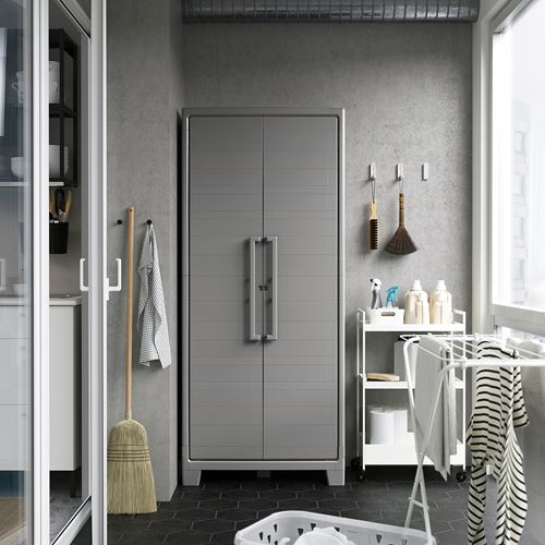 IKEA - RUNMARÖ, cabinet with door, dark grey, 80x44x182 cm