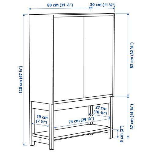 IKEA - IVAR, dolaplı raf ünitesi, çam, 80x30x120 cm