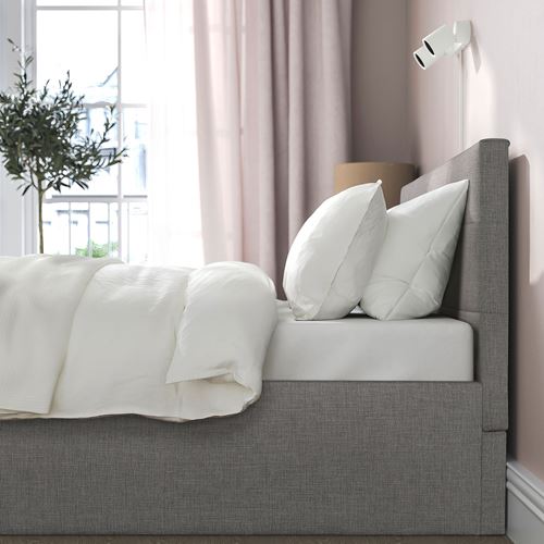 IKEA - SKARVLO, double bed base, grey, 140x200 cm