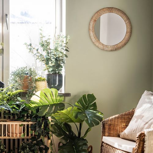 IKEA - KAFFETRAD, round mirror, rattan, 50 cm