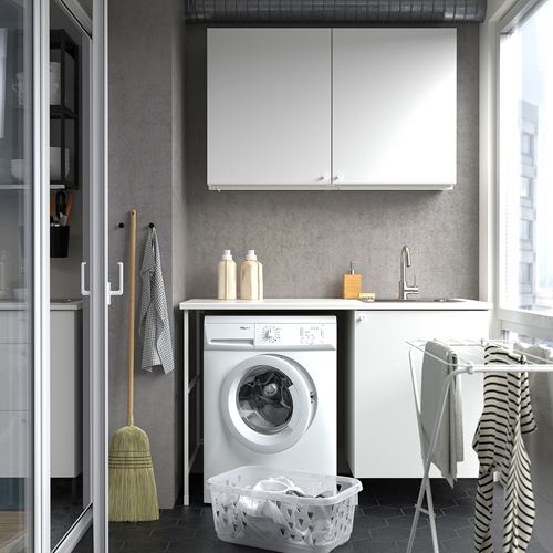 IKEA - ENHET/TVALLEN, çamaşır odası ve banyo için dolap kombinasyonu, beyaz, 139x63,5x87,5 cm