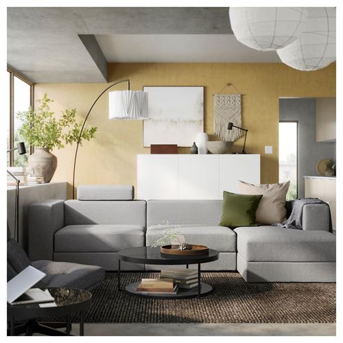 IKEA - JATTEBO, 3-seat sofa and chaise longue with headrest, tonerud grey