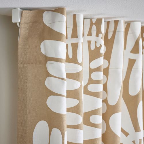 IKEA - MAJSMOTT, curtains, 1 pair, beige-white, 145x300 cm