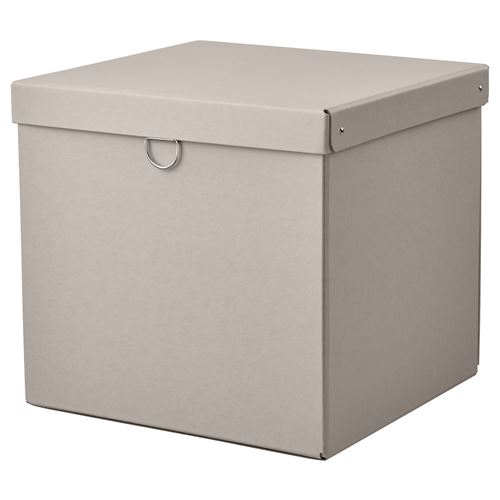 IKEA - NIMM, box with lid, light grey/beige, 32x30x30 cm