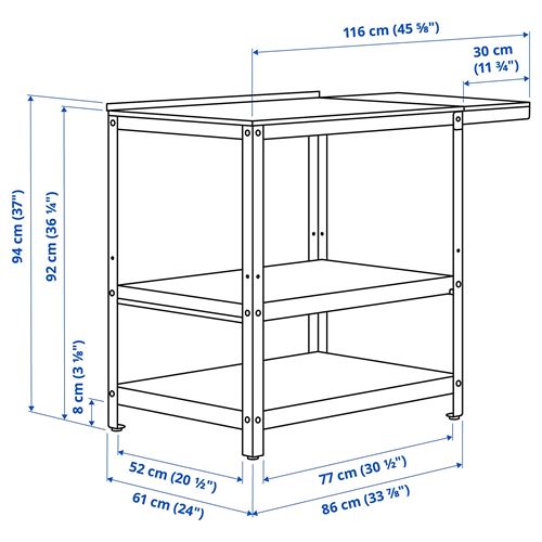 IKEA - GRILLSKAR, outdoor kitchen island, stainless steel/black, 93/116x61 cm