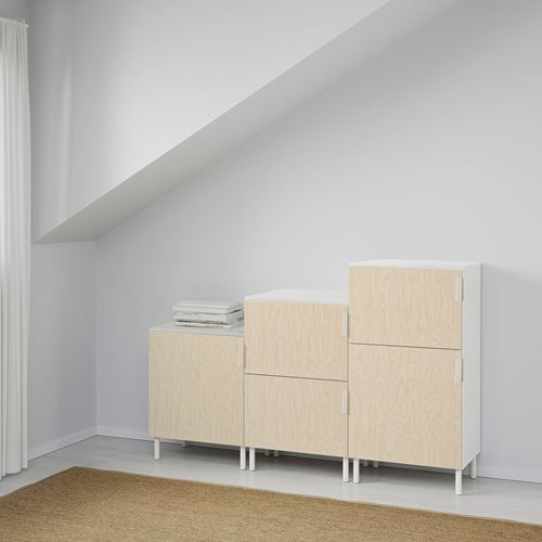 IKEA - PLATSA/KALBADEN, PLATSA wardrobe system, white-lively pine effect, 180x42x113 cm