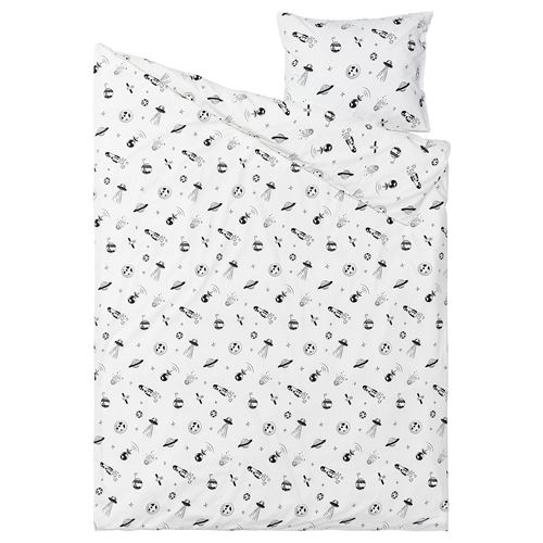 IKEA - AFTONSPARV, kids' bedding set, black-white, 150x200/50x60 cm