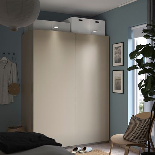 IKEA - HASVIK, pair of sliding doors, grey/beige, 150x201 cm