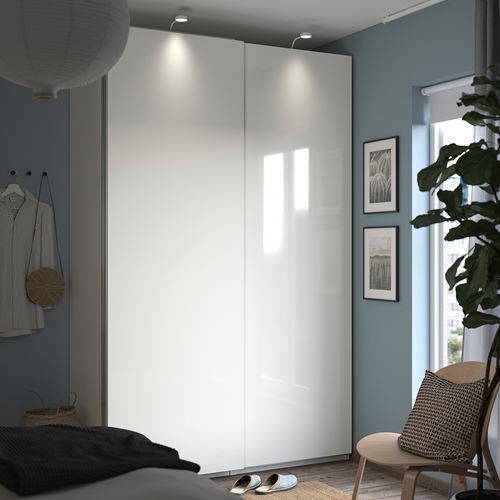 IKEA - PAX/HASVIK, PAX sliding door wardrobe, white-high-gloss, 150x66x236 cm