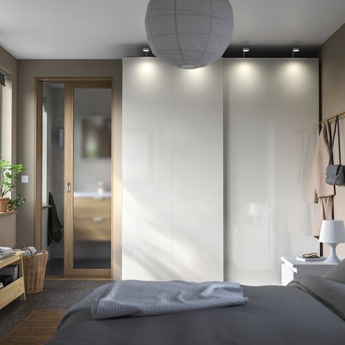 IKEA - PAX/HASVIK, PAX sliding door wardrobe, white-high gloss white, 200x66x236 cm