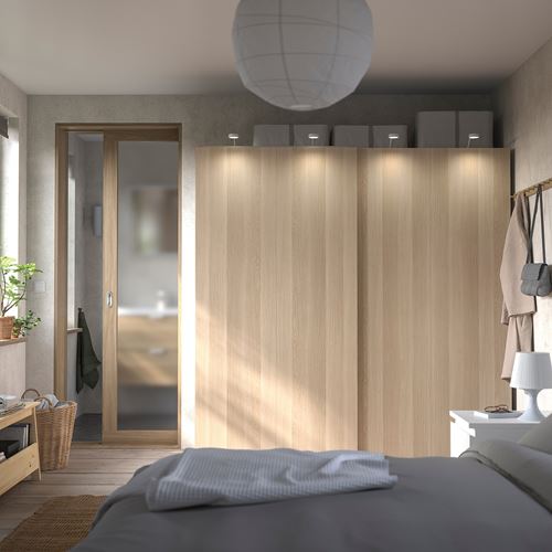 IKEA - HASVIK, pair of sliding doors, white stained oak effect, 200x201 cm