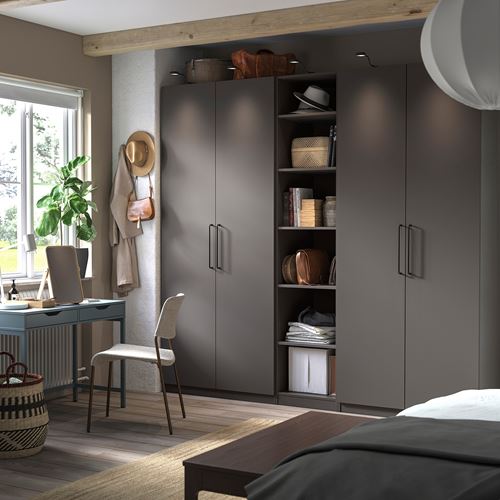 IKEA - PAX/FORSAND, PAX wardrobe, dark grey, 250x60x236 cm