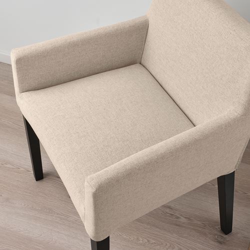 IKEA - MARENAS, fabric chair with armrests, black-Gunnared beige