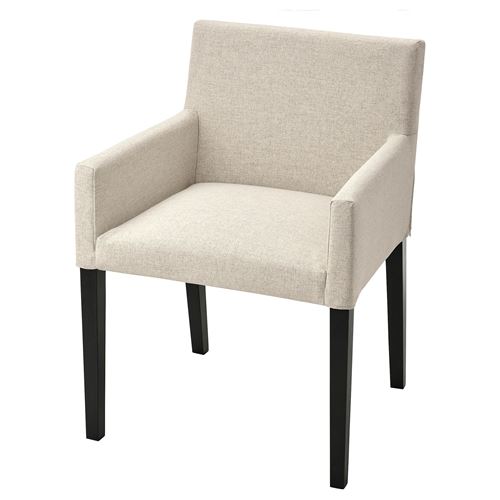 IKEA - MARENAS, fabric chair with armrests, black-Gunnared beige