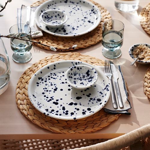 IKEA - SILVERSIDA, bowl set, patterned-blue, 11 cm