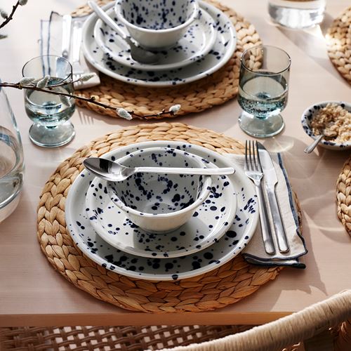 IKEA - SILVERSIDA, bowl set, patterned-blue, 14 cm