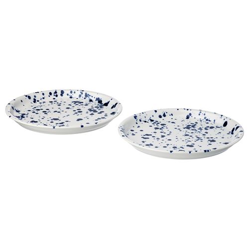 IKEA - SILVERSIDA, plate set, patterned-blue, 26 cm