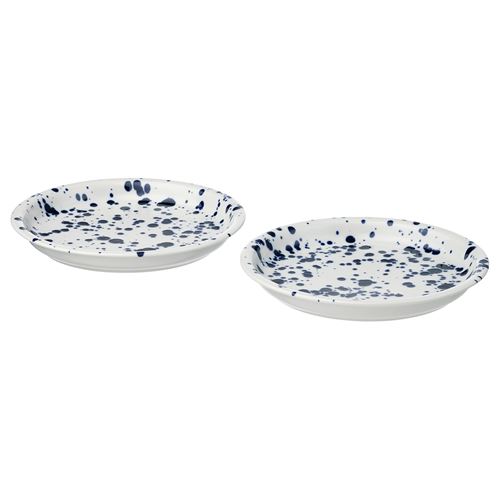 IKEA - SILVERSIDA, side plate set, patterned-blue, 20 cm