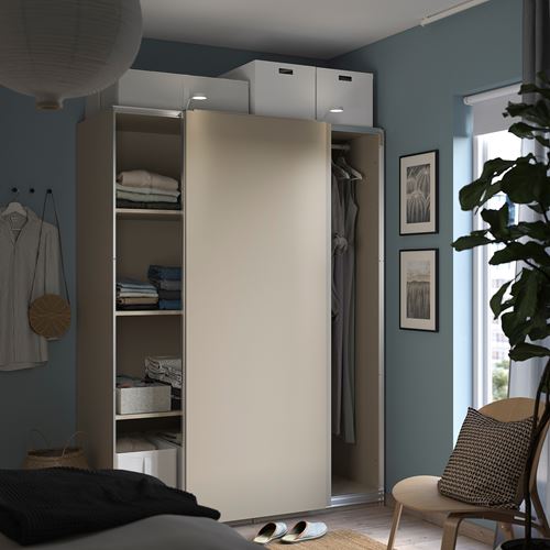 IKEA - PAX/HASVIK, PAX sliding door wardrobe, beige, 150x66x201 cm