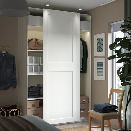 IKEA - PAX/GRIMO, PAX sliding door wardrobe, white, 150x66x236 cm