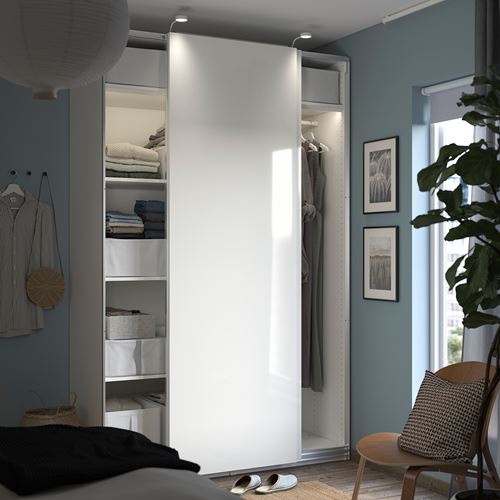 IKEA - PAX/HASVIK, PAX sliding door wardrobe, white-high-gloss, 150x66x236 cm