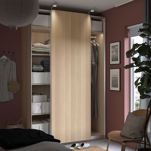 IKEA - PAX/HASVIK, PAX sliding door wardrobe, white stained oak effect, 150x66x236 cm