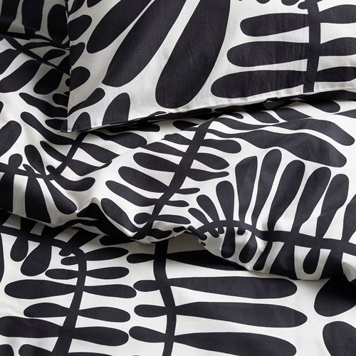 IKEA - MAJSMOTT, single duvet cover sets, black-white, 150x200/50x60 cm