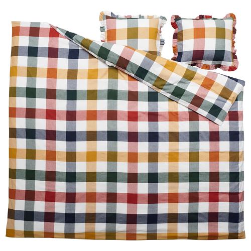 IKEA - ALHANGEMAL, double quilt cover and 2 pillowcases, multicolour, 240x220/50x60 cm