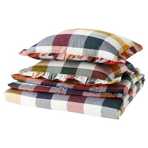 IKEA - ALHANGEMAL, double quilt cover and 2 pillowcases, multicolour, 240x220/50x60 cm