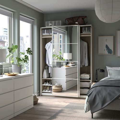 IKEA - PAX, wardrobe frame, white stained oak effect, 75x35x201 cm