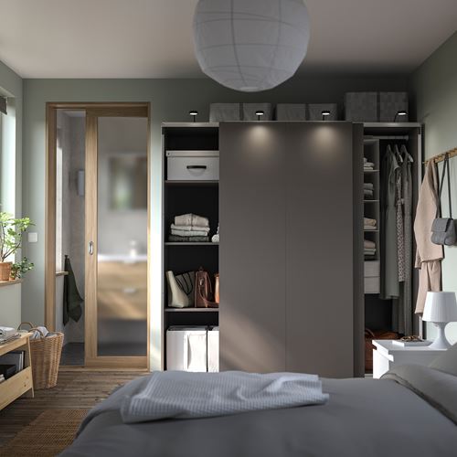 IKEA - PAX/HASVIK, PAX sliding door wardrobe, dark grey, 200x66x201 cm