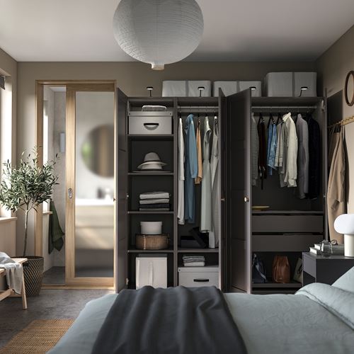 IKEA - PAX/BERGSBO, PAX wardrobe, dark grey, 200x60x201 cm
