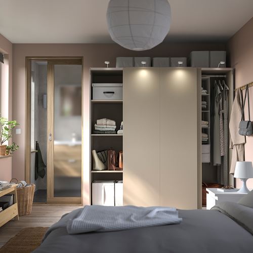 IKEA - PAX/HASVIK, PAX sliding door wardrobe, grey/beige, 200x66x201 cm
