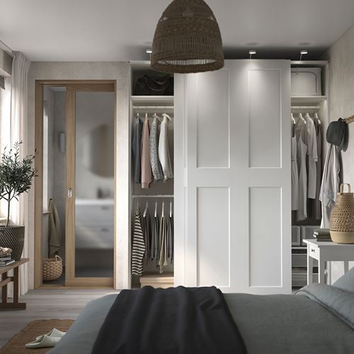 IKEA - PAX/GRIMO, PAX sliding door wardrobe, white, 200x66x236 cm