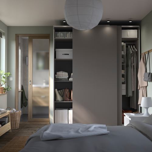 IKEA - PAX/HASVIK, PAX sliding door wardrobe, dark grey, 200x66x236 cm