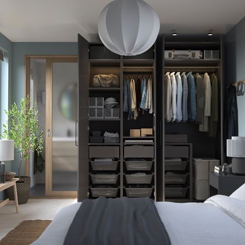 IKEA - PAX/FORSAND, PAX wardrobe, dark grey, 200x60x236 cm