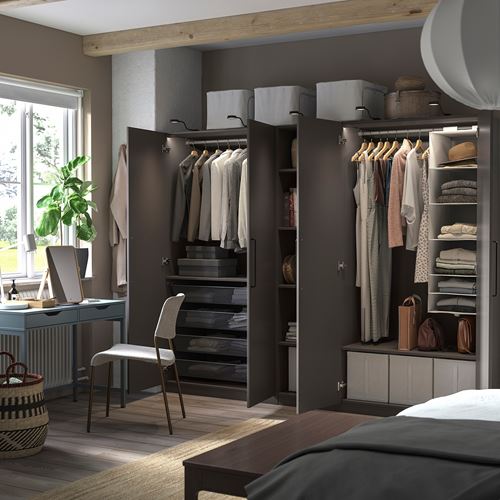 IKEA - PAX/FORSAND, PAX wardrobe, dark grey, 250x60x201 cm