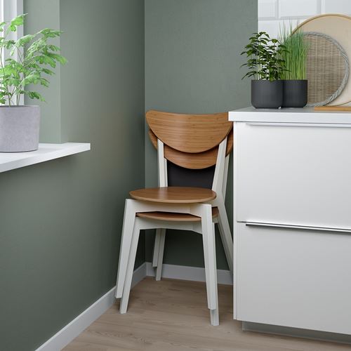 IKEA - NORDMYRA, ahşap sandalye, bambu-beyaz
