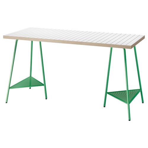 IKEA - LAGKAPTEN/TILLSLAG, desk, white anthracite/green, 140x60 cm