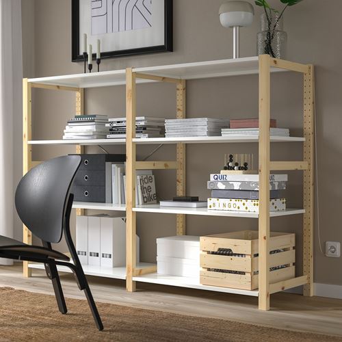 IKEA - IVAR, raf ünitesi, çam-metal beyaz, 175x50x124 cm