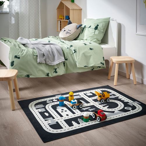 IKEA - MARKKRYPARE, kids rug, dark grey, 74x100 cm