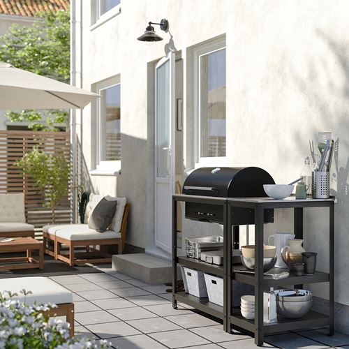 IKEA - GRILLSKAR, charcoal barbecue, stainless steel/black, 125x61 cm